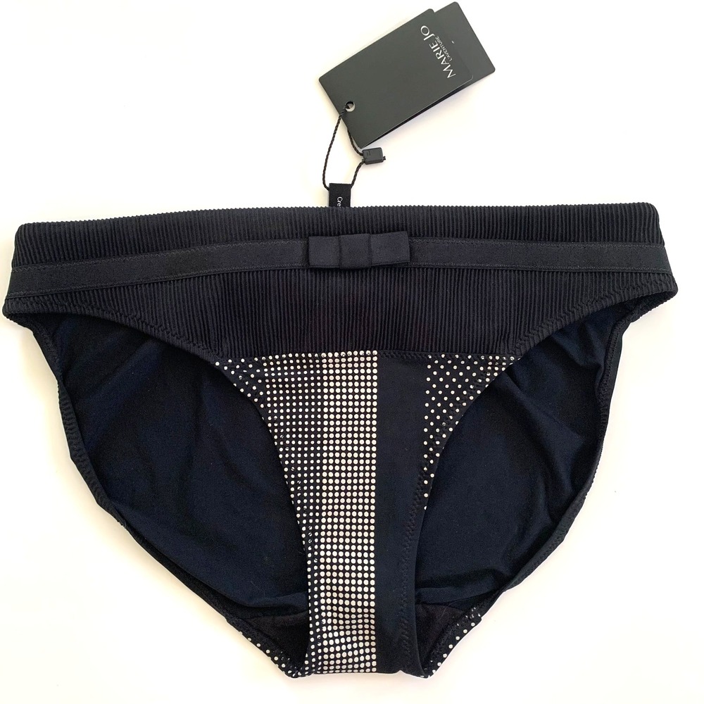 NWT Marie Jo L'Aventure Rafael Polka Dot Bikini Panty Small Bow Black